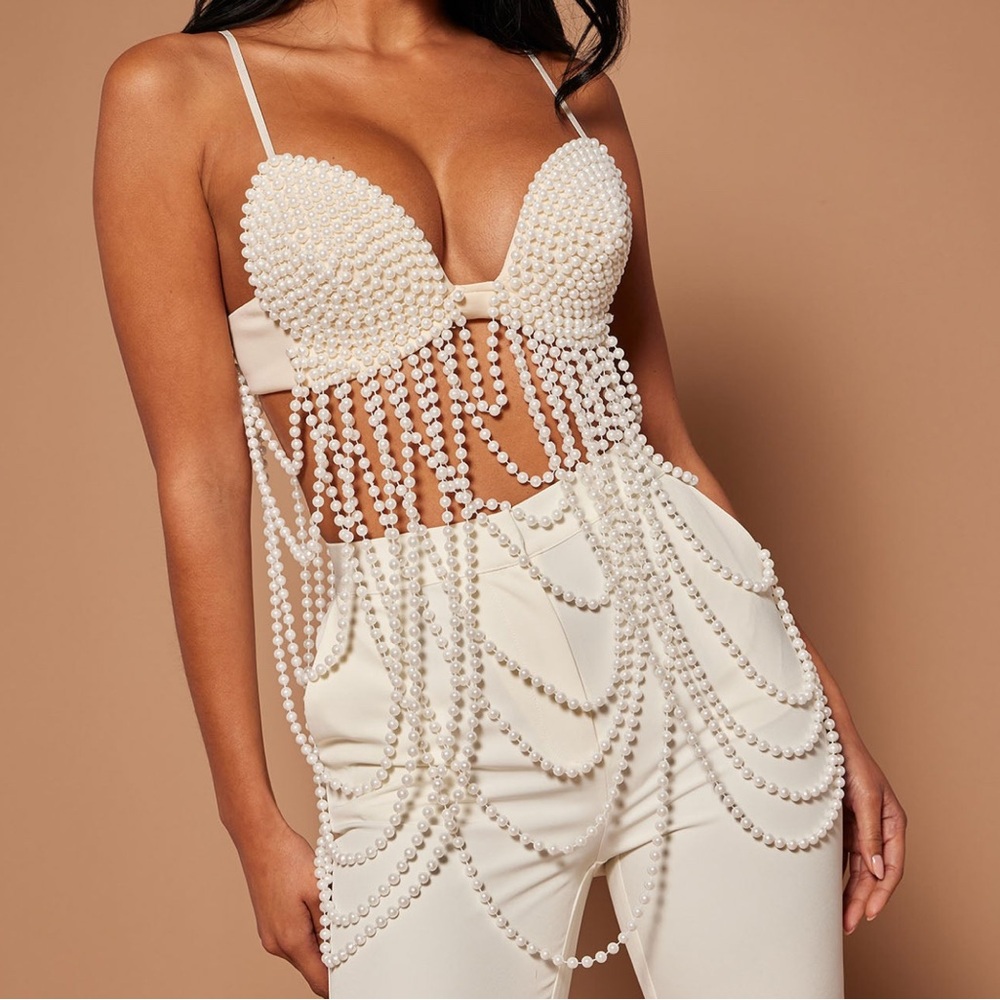 Pearl Embellished Crop Top
